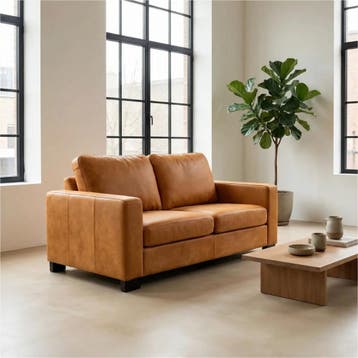 Leren bank Energy - 2 zits - Kenia Cognac (cognac) - Poten, Ophalen of Verzenden