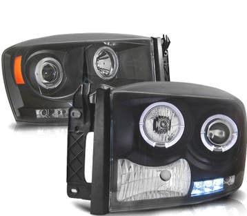 PHARES POUR DODGE RAM 06-08 ANGEL EYES NOIR, Verzenden