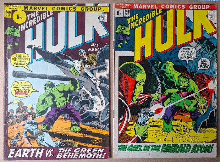 8 x Silver-age Marvel comics. Lower grade. Incredible Hulk,, Livres, BD | Comics