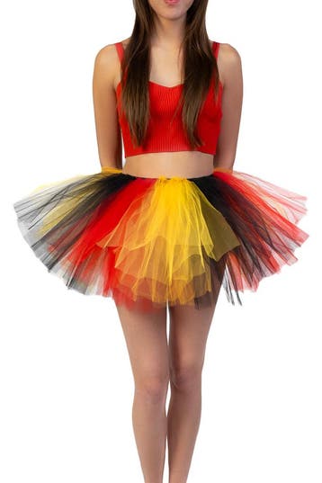 KIMU® Korte Tutu Zwart Geel Rood Tule Rokje XS S M Belgische, Ophalen of Verzenden, Nieuw