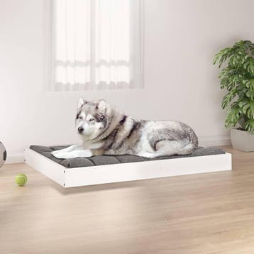 vidaXL Hondenmand 101,5x74x9 cm massief grenenhout wit, Verzenden, Nieuw
