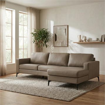 Leren hoekbank Match - 2.5-zits arm links + Longchair arm, Ophalen of Verzenden