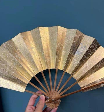 Handwaaier - Bamboe vouwventilator - Japanse gouden
