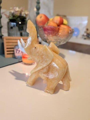 sculptuur, Onyx Orange Calcit Elefant - 20 cm - Onyx