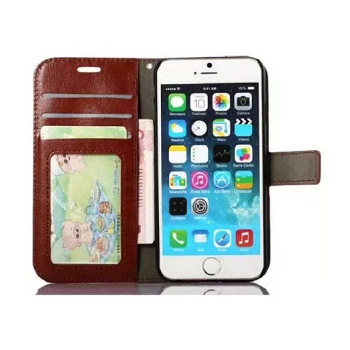 iPhone 8 - Leren Wallet Flip Case Cover Cas Hoesje, Télécoms, Téléphonie mobile | Housses, Coques & Façades | Apple iPhone, Envoi