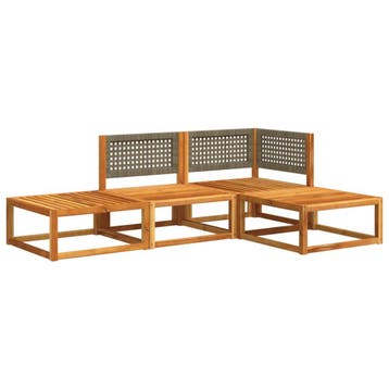 vidaXL 4-delige tuinbankset met kussens acaciahout & rotan, Tuin en Terras, Verzenden, Nieuw