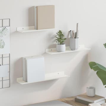 vidaXL Zwevende plank 3 st Wit 40 x 9 x 2,5 cm Staal, Verzenden, Nieuw