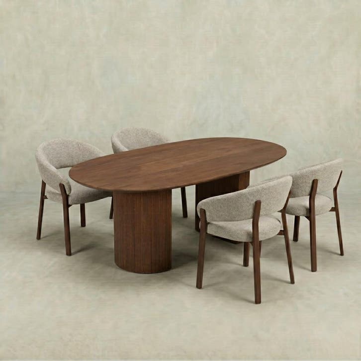 Mangohouten Eettafel Maeve 180x100 cm Walnoot, Huis en Inrichting, Tafels | Eettafels, Nieuw, Overige houtsoorten, Overige vormen