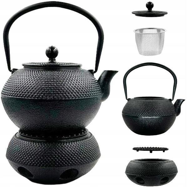 Home Waterkoker Theepot, Fluitende Theeketel, Retro Gietijzeren Theepot, 800-1200ML Gegoten Kleine Deeltjes Fornuis Veilige Waterkokers, Japanse Ketel met Roestvrijstalen Infuser, Geëmailleerd Interie