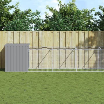 vidaXL Hondenhok met ren 110x1017x110 cm staal lichtgrijs, Dieren en Toebehoren, Hondenhokken, Verzenden, Nieuw