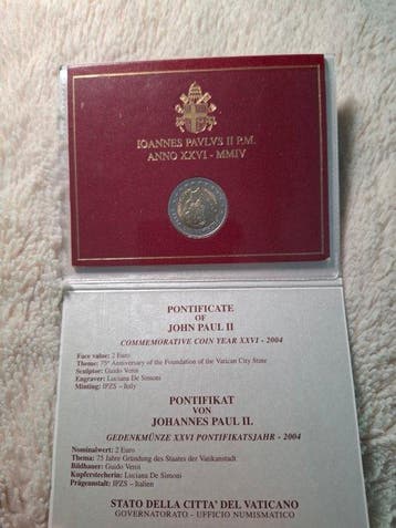 Vatican. 2 Euro 2004 Città del Vaticano (Sans prix de