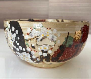 Bol - Kutani Ware () Openwork Kashibachi Sweet Bowl with