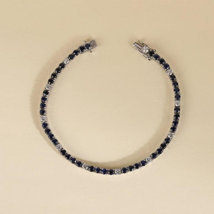 Armband - 18 karaat Witgoud - 12.83ct. tw. Saffier - Diamant, Handtassen en Accessoires, Armbanden