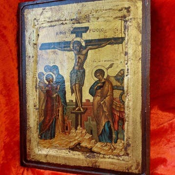 Icoon - Kruisiging van Christus - Hout, tempera - 24,5 × 32