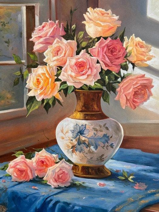 Turan Duyar - Beautiful vase, Antiquités & Art, Art | Peinture | Moderne