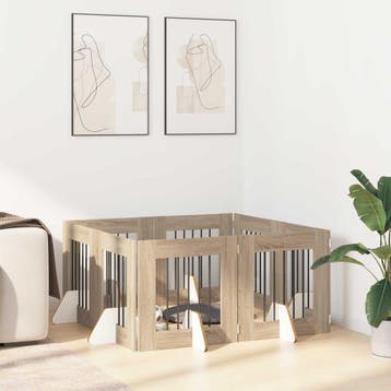 vidaXL Opvouwbaar hondenhekje met standaards 8 pcs Sonoma, Dieren en Toebehoren, Verzenden, Nieuw
