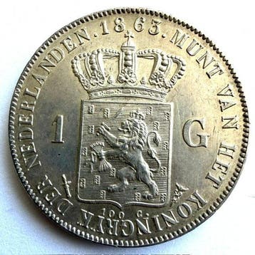 Nederland. Willem III. 1 Gulden 1863