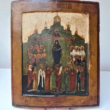 Icoon - Pokrov van de Moeder Gods - Hout