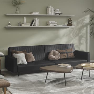 vidaXL Slaapbank / zetel 2-zits kunstleer zwart, Huis en Inrichting, Zetels | Zetels, Verzenden, Nieuw