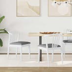 vidaXL Eetkamerstoel 2 pcs Wit en Grijs Massief Rubberhout, Verzenden, Nieuw