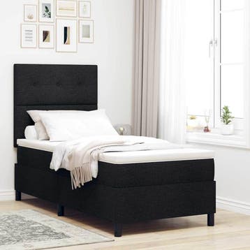 vidaXL Boxspring bed met matras met hoofdeinde Zwart 90 x, Verzenden, Nieuw