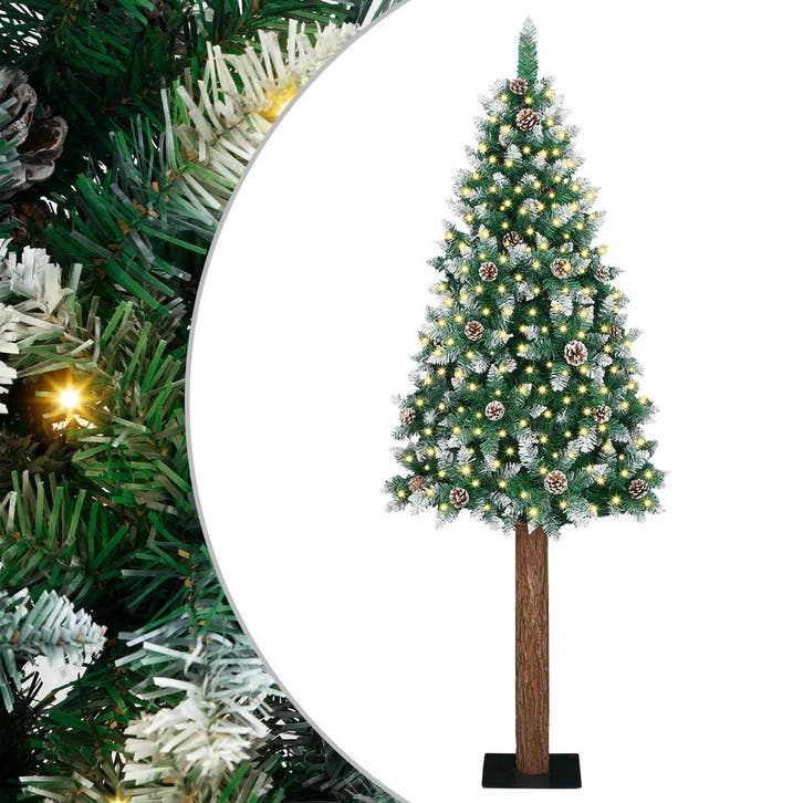 vidaXL Slanke Kerstboom Groen 180 cm PVC en massief, Diversen, Kerst, Nieuw, Verzenden