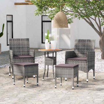 vidaXL 5-delige Loungeset poly rattan grijs, Verzenden, Loungeset