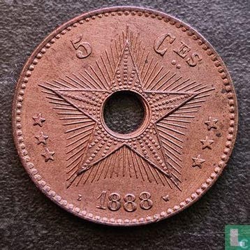 Kongo-Vrijstaat 5 centimes 1888, Verzenden, Losse munt