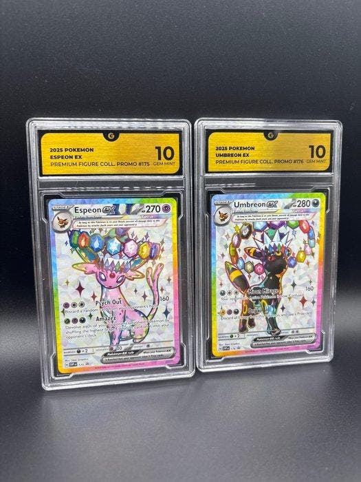 Pokémon - 2 Graded card - Espeon, Umbreon Prismatic Figure, Hobby en Vrije tijd, Verzamelkaartspellen | Pokémon