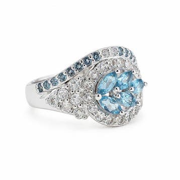 Zonder minimumprijs - Ring Verguld Topaas - Diamant -