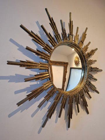 Miroir - Laiton - Miroir soleil 1970, Antiquités & Art
