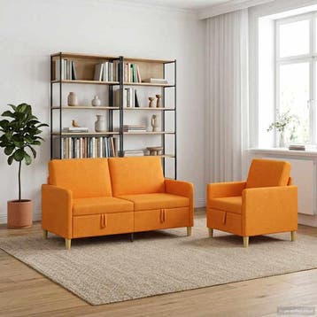 vidaXL Sofa Set Met Opslag 2 pcs Dongeel Polyester, Verzenden, Nieuw