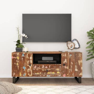 vidaXL Tv-meubel 105x33,5x46 cm massief hout gerecycled, Verzenden, Nieuw