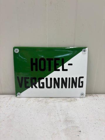 Emaille bord - Hotel-Vergunning – Nederlands Emaille Bord –