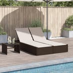 vidaXL Ligbed 2-persoons met kussens poly rattan bruin, Verzenden, Nieuw