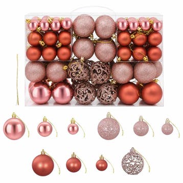 vidaXL Kerstballen 100 st 3/4/6 cm roze en rosé, Verzenden, Nieuw