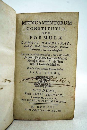 Charles de Barbeyrac - Medicamentorum Constitutio, seu, Antiek en Kunst