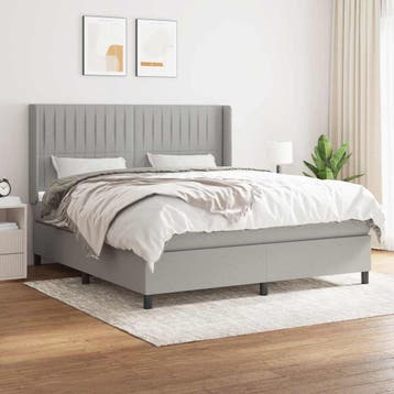 vidaXL Boxspring met matras stof lichtgrijs 160x200 cm, Verzenden