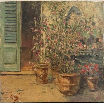 Vincenzo Irolli (1860-1949), Attr. - Terrazzo con Fiori