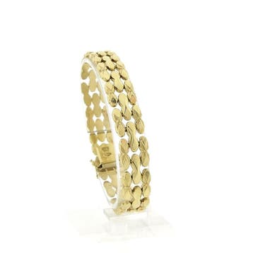 Gouden Bismarck schakelarmband; 19,5 cm, Ophalen of Verzenden