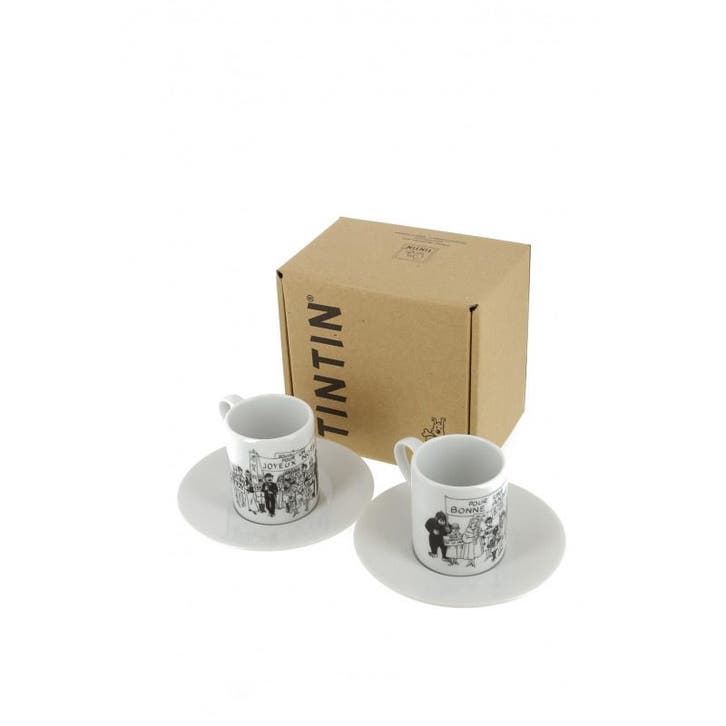 Kuifje Set van 2 Espresso Kopjes B&W 1972, Collections, Personnages de BD, Enlèvement ou Envoi
