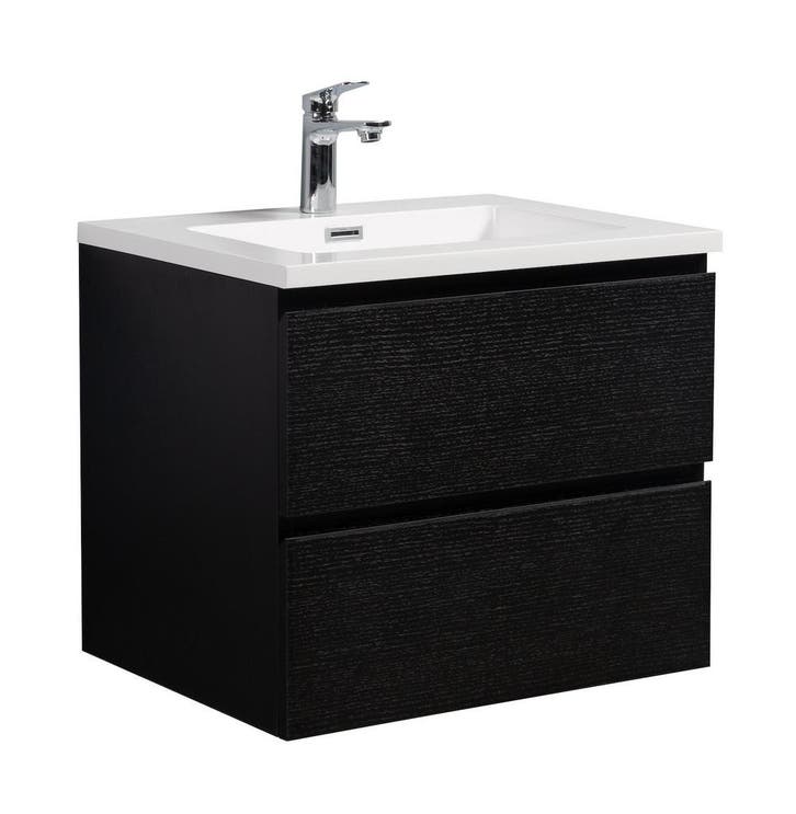 Badkamermeubel Set Angela 60cm Zwart Houtnerf Badmeubel, Maison & Meubles, Salle de bain | Meubles de Salle de bain, Envoi