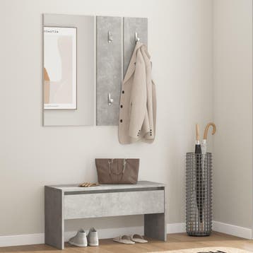 vidaXL Garderobe set bewerkt hout betongrijs, Huis en Inrichting, Verzenden, Nieuw