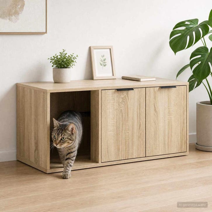 vidaXL Kattenkrat Meubel Sonoma Eiken 100 x 49 x 45 cm, Dieren en Toebehoren, Katten-accessoires, Nieuw, Verzenden
