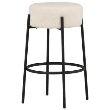 De Rebellenclub Mossby Barkruk Hoog - Wit Bouclé, Huis en Inrichting, Barkrukken, Verzenden, Zo goed als nieuw, Metaal, 60 tot 90 cm