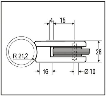 Balustrade glasklem 10 mm 45 x 45 mm (ronde buis), Verzenden