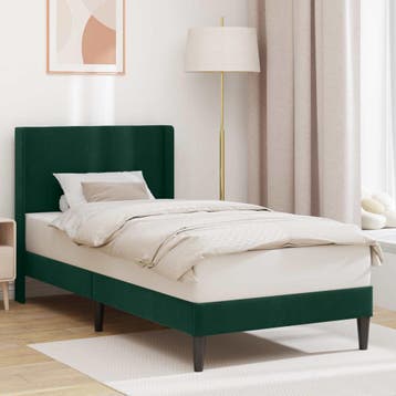 vidaXL Bedframe met hoofdeinde Donkergroen 90 x 190 cm, Verzenden