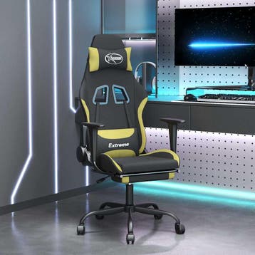 vidaXL Massage gamestoel met voetensteun stof zwart en, Huis en Inrichting, Stoelen, Verzenden, Nieuw