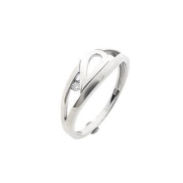Witgouden ring met diamant; 0,03 ct., Handtassen en Accessoires, Ringen, Gebruikt, Ophalen of Verzenden, 17 tot 18, Met edelsteen