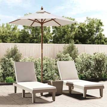 vidaXL Parasol met houten paal 196x231 cm zandkleurig, Verzenden